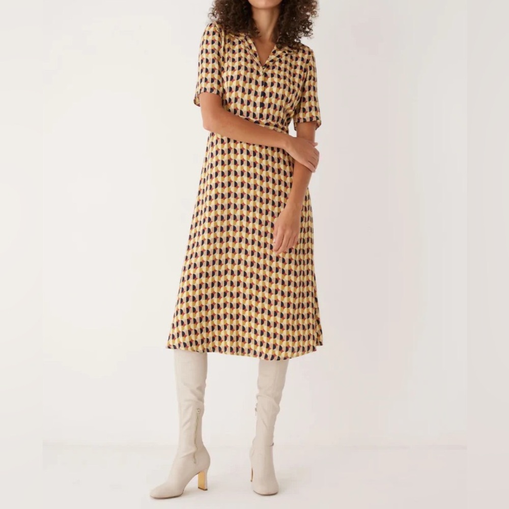 NWT Frank & Oak the Printed Poet Collar Long Dress in Daisy